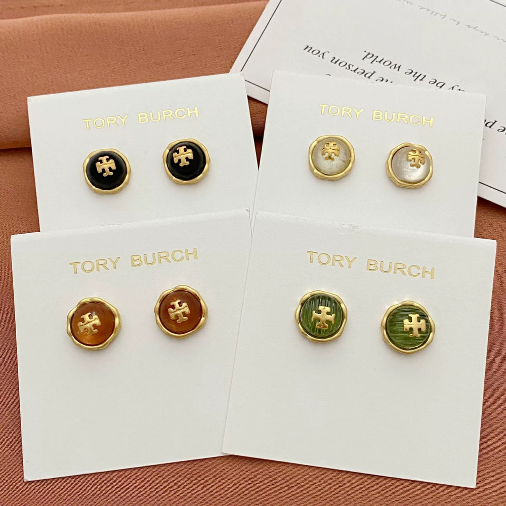 Tory Burch Geometric Round Letter Stud Earrings
